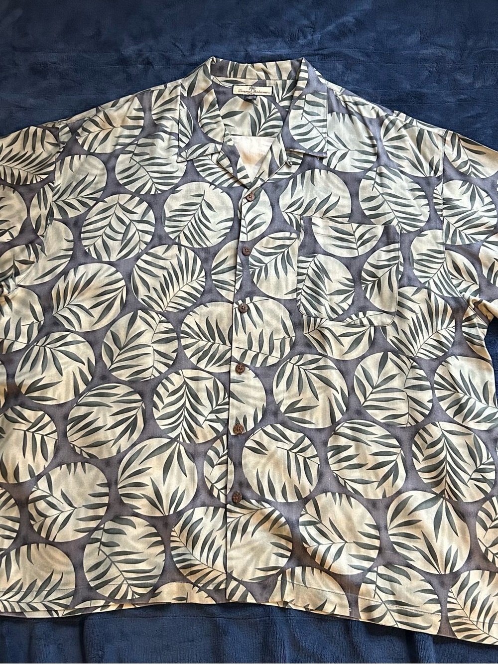 Tommy Bahama Short-Sleeve Leaf Print Shirt Jacket - Blue & Cream